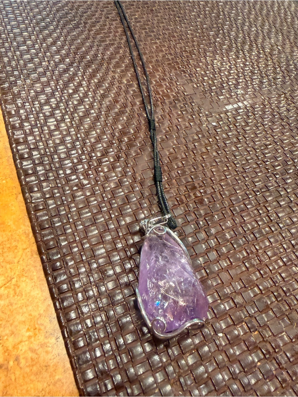 Amethyst Teardrop Pendant Necklace - Purple Gemstone